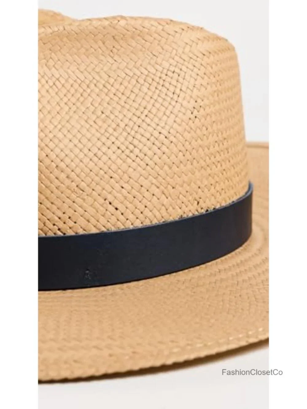 Woven Straw Packable Fedora Hat with Nubuck Leather Band